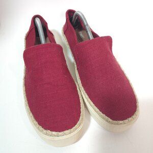 Toms Sunset Rope Edge Canvas Slip On Shoes Red Espadrille Casual Size 10 761217